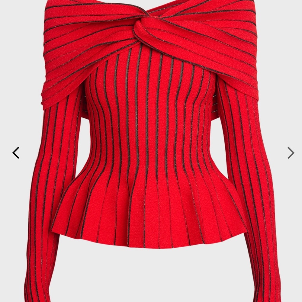 Off-Shoulder Knit Top with Knotted Detail Balmain Shirt Size 38